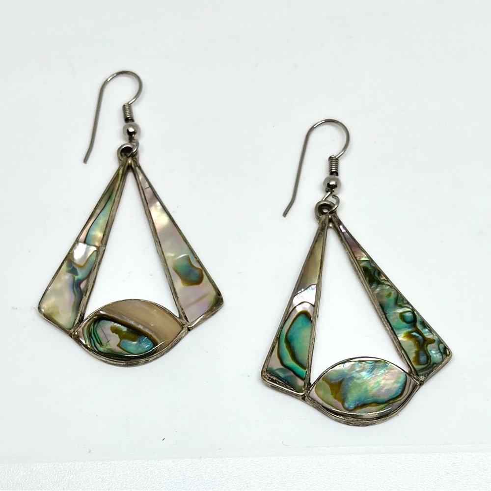 Vintage Abalone Dangle Earrings
